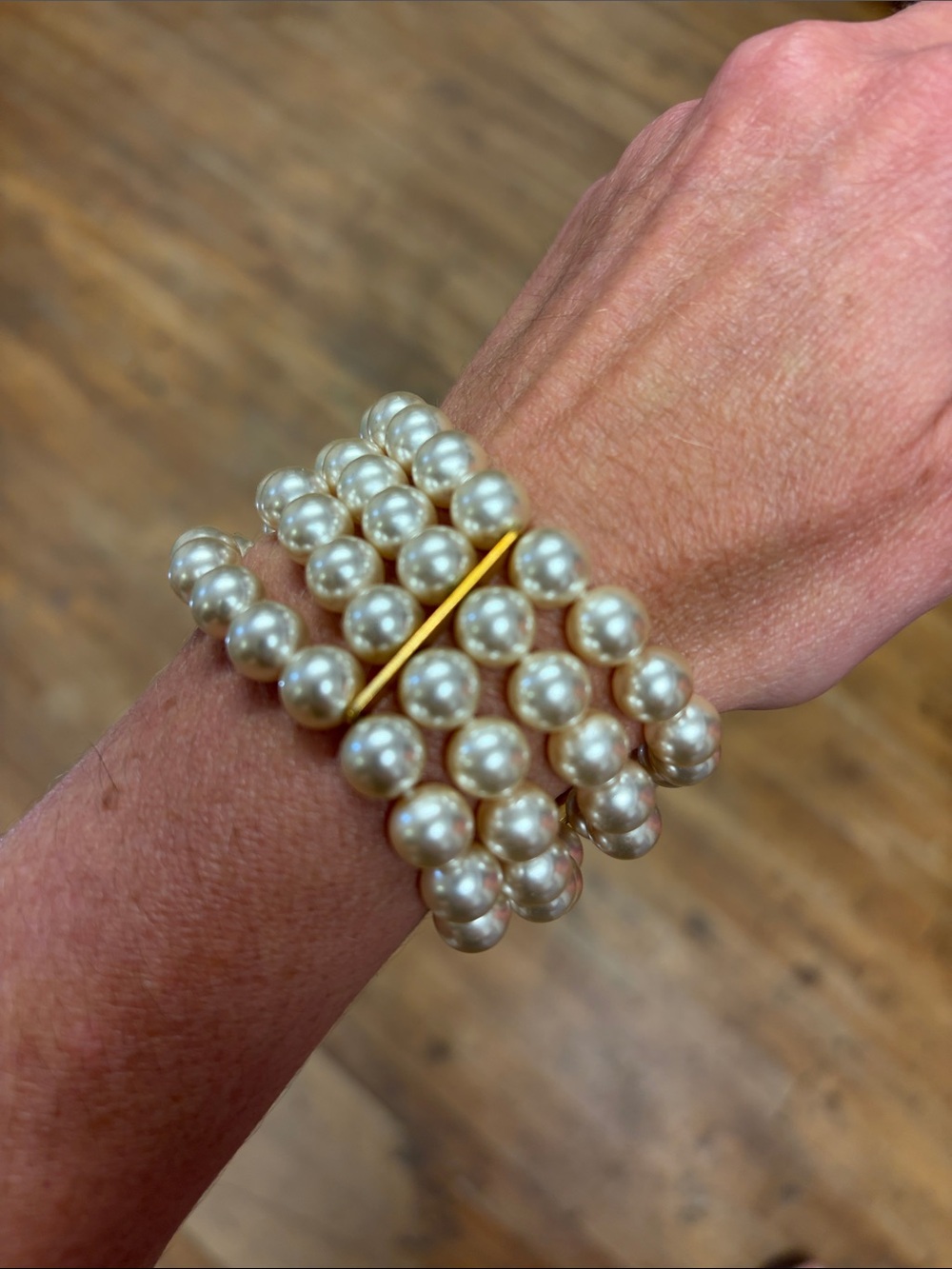 Majorica Pearl Multi-Strand Wrap Bracelet in Cream and Gold